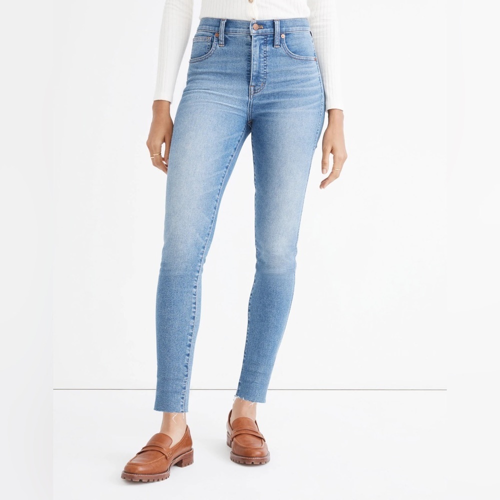 Madewell 10” High Rise Skinny Jeans Ainsworth Wash - Raw Hem Edition